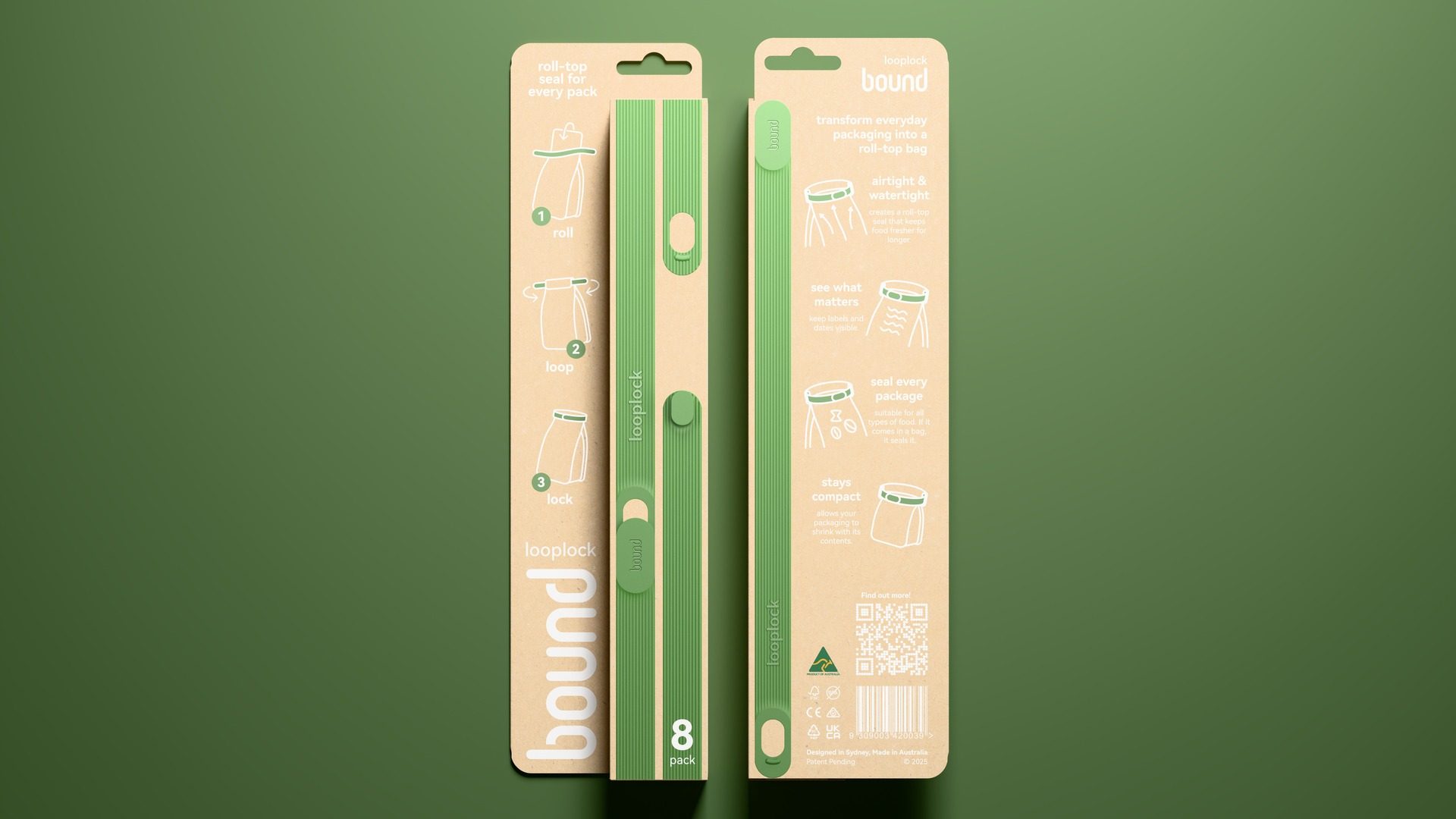 The Looplock 8-pack, front and back